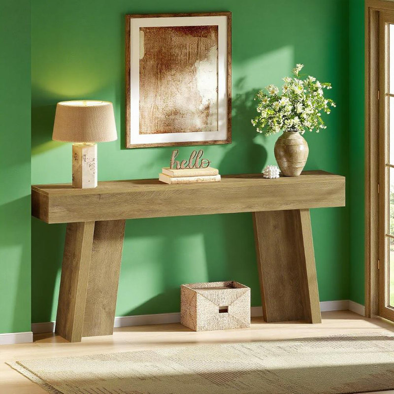 Natural Wood-grain Farmhouse Console Table - Rustic Country Charm For Entryways & Foyers