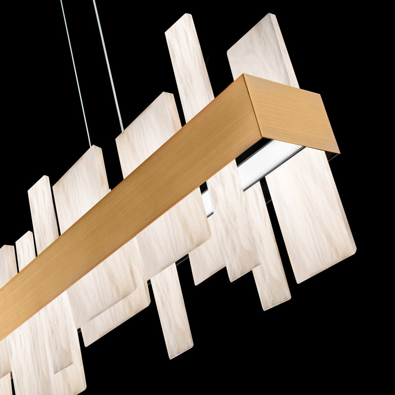 Lustre rectangulaire à 1 lumière pour îlot de cuisine Acropolis, Laiton vieilli