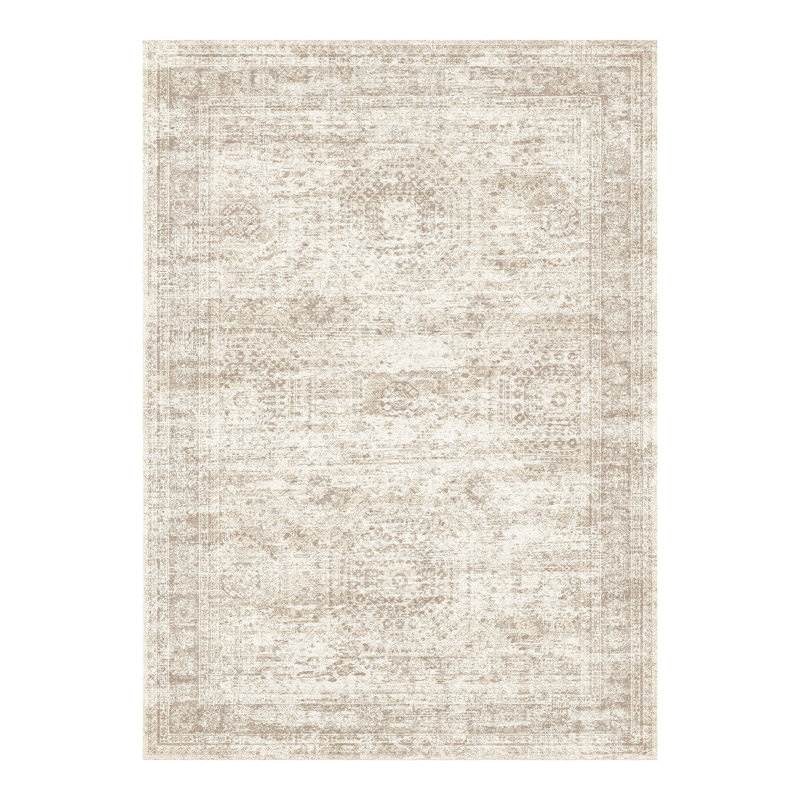 Tapis persan lavable délavé, Beige, Rectangulaire 8 pi x 10 pi