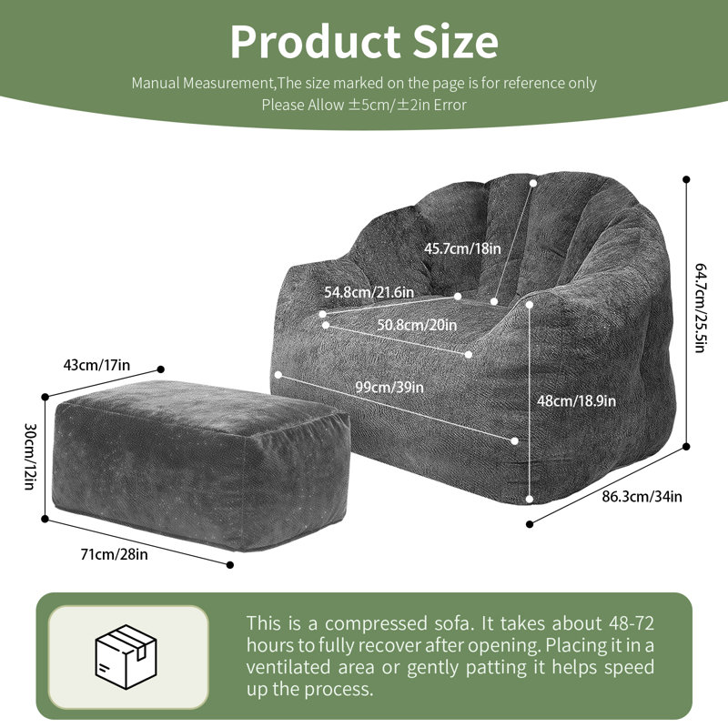 Bean Bag Chair, Gray
