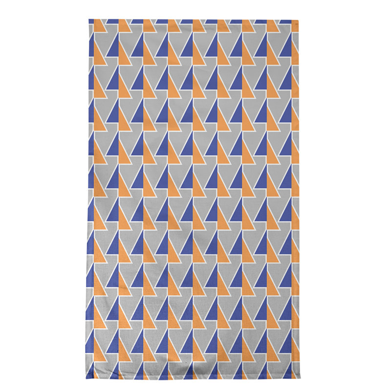 Torchon à flèches, Bleu / Orange / Gris, Croisé en coton