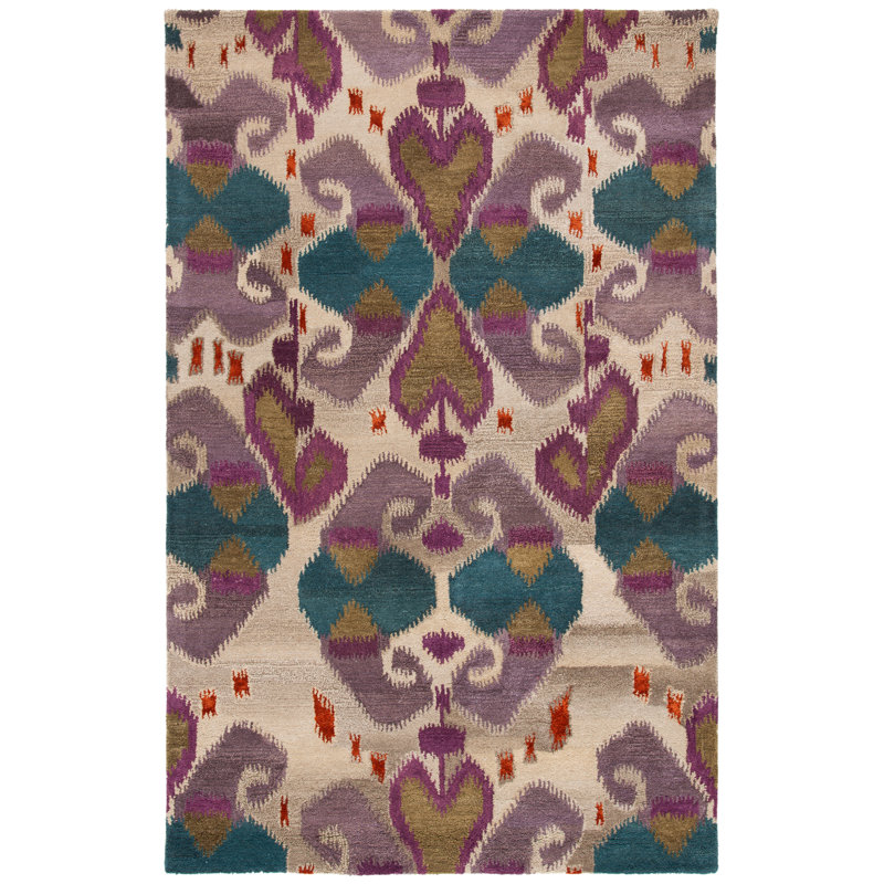 Tapis ivoire / multicolore en laine touffeté à la main Kouerga, Rectangle 4 pi x 6 pi