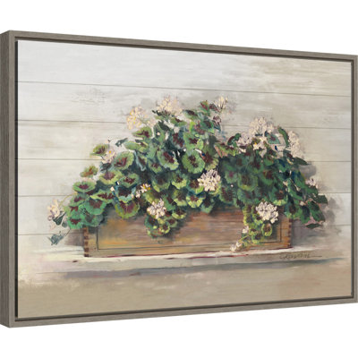 «Market Geraniums Crop» par Carol Rowan, reproduction d'art sur cadre flottant