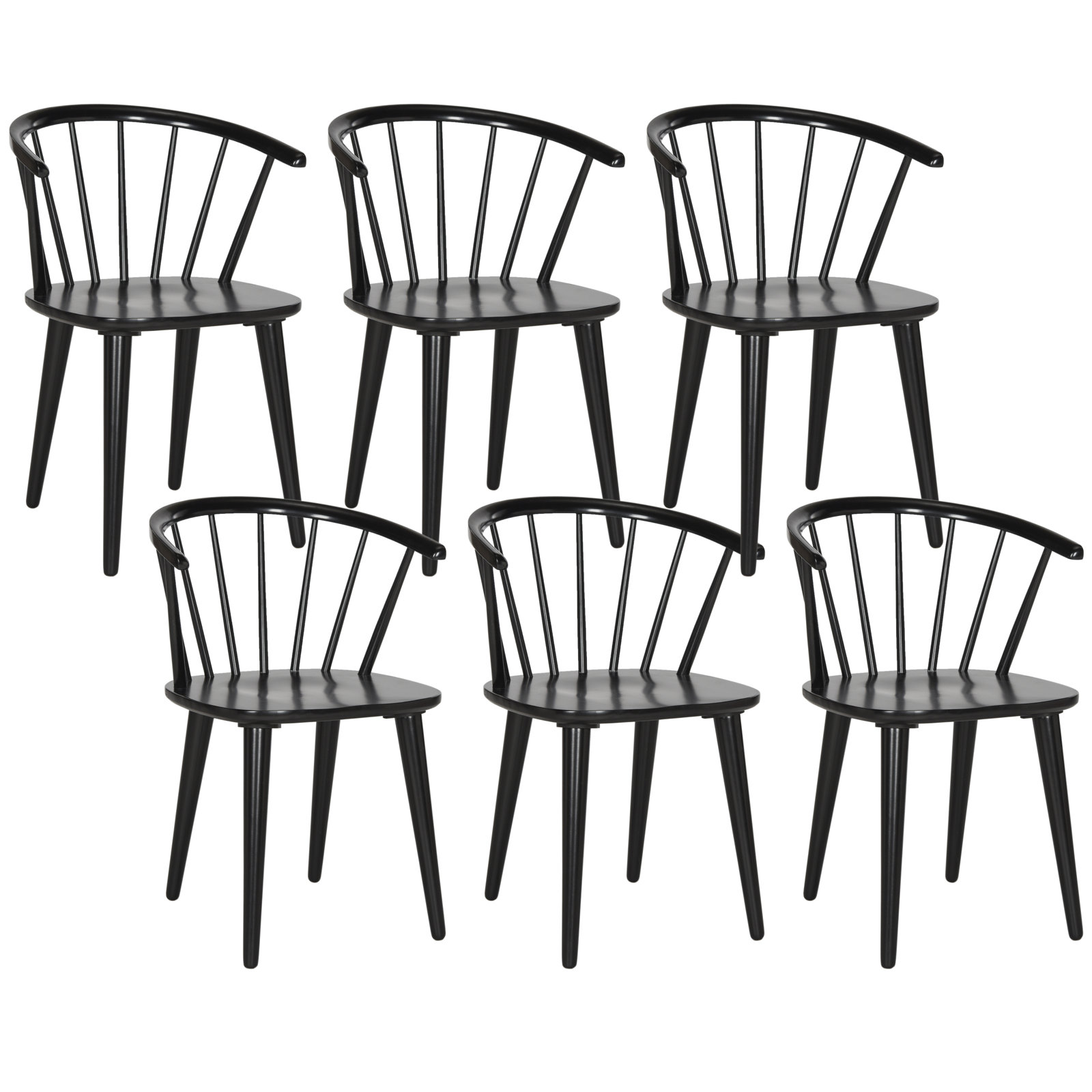 Sheffield Dining Chair, 6 Chairs, Black / Black