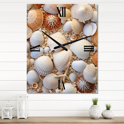 Beige palourdes nautiques II - horloges murales animaux