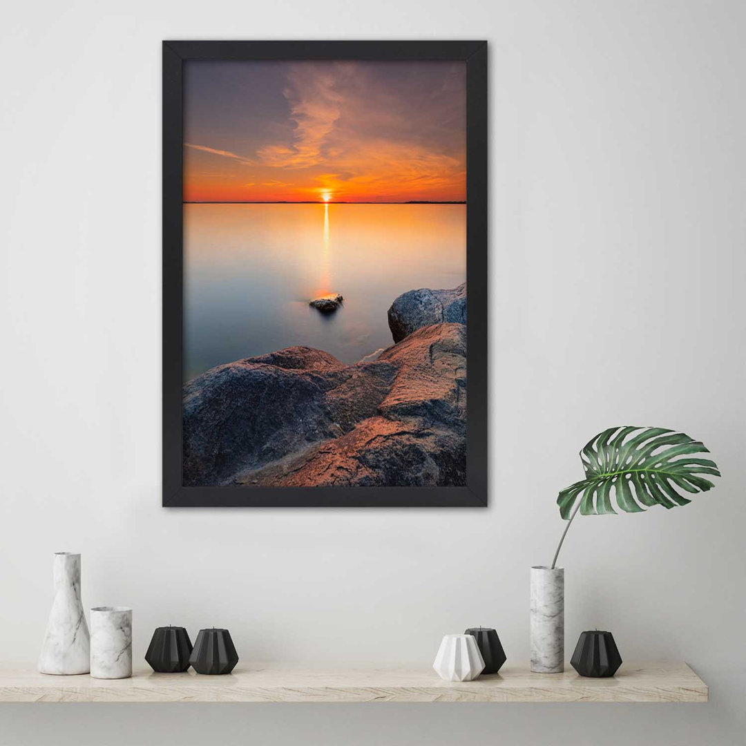 Gerahmtes Poster Sunset On A Quiet Lake