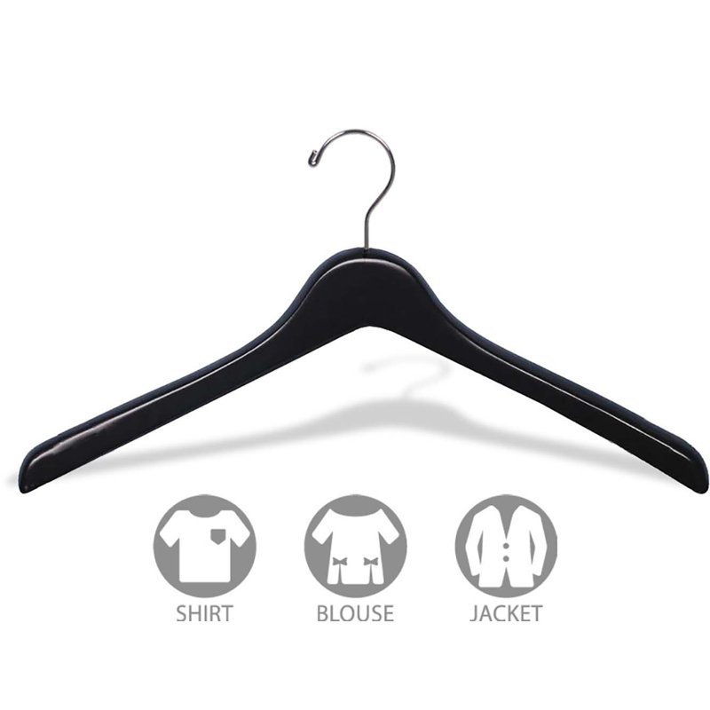 Cintre pour manteau en bois, 25, Noir mat / Chrome