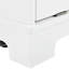 Îlot de cuisine classique avec porte-poubelle, tablettes réglables, 5 roulettes cachées, poubelle de luxe style blanc, bloc d'alimentation, 3 tiroirs, look ouvert-2136488595