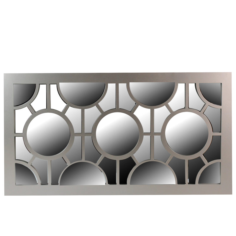 25.5" Framed Geometric Circles Rectangular Wall Mirror, Gold