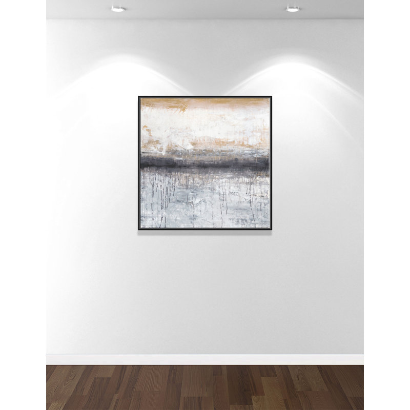 Winter Lake Horizon - peinture à cadre flottant, Cadre noir, H 36 po x l 36 po x P 2 po