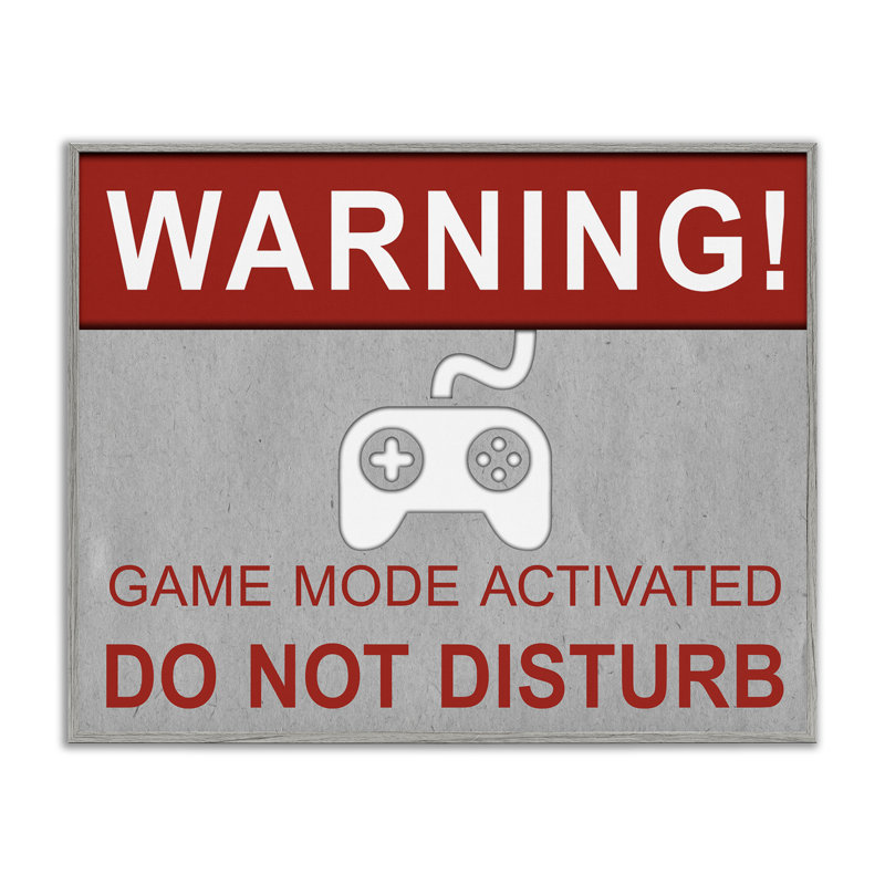 Gaming Do Not Disturb Giclee Art by Sd Graphics Studio, 11" H x 14" W, Farmhouse Gray Framed Giclee