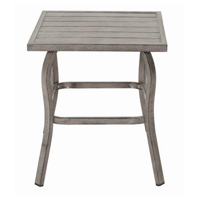 Gray Painted Metal Side Table with Iron Frame for Indoor or Outdoor Use