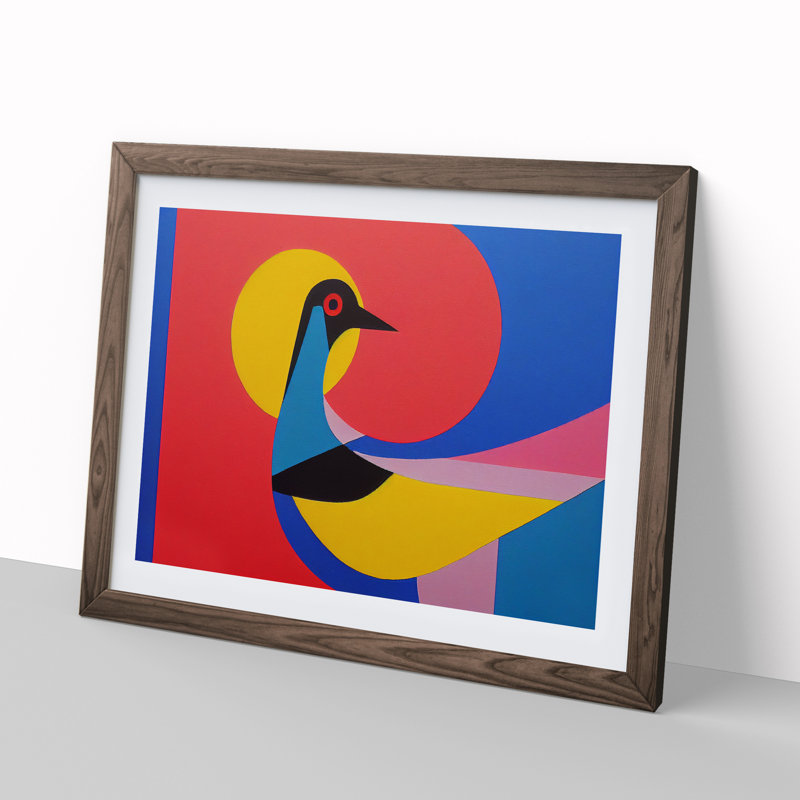 Dove Bird Abstract Vol.2 - Single Picture Frame Print, 46cm H x 64cm W, Walnut