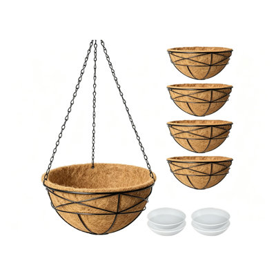 Paquet de 4 pots de fleurs suspendus de 12 pouces pour plantes d'extérieur (SANS fleur)