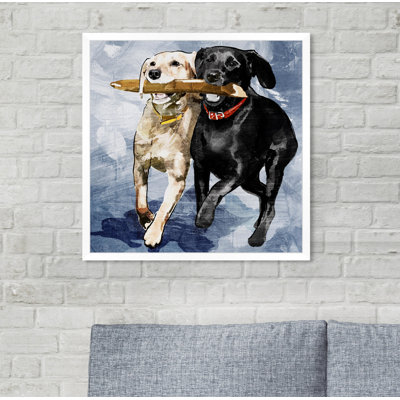 " Dogs And Puppies 'Playtime Blue' " Painting Print