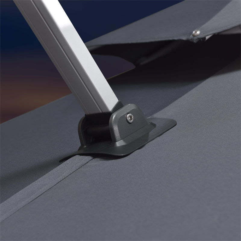 Parasol en porte-à-faux à énergie solaire 132 pi avec DEL et plaque d'acier, gris, Gris
