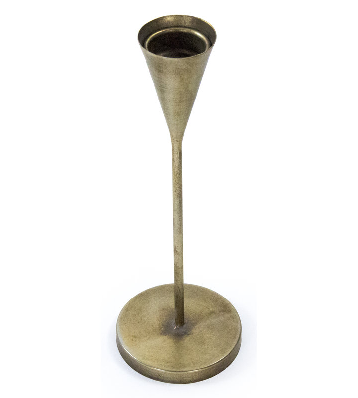 Geneva Distressed Bronze & Gold Taper Candlestick Holder