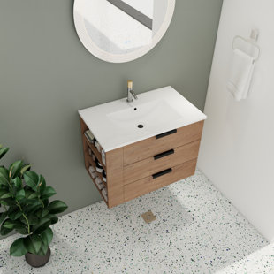 30.47'' Single Bathroom Vanity with Resin Top