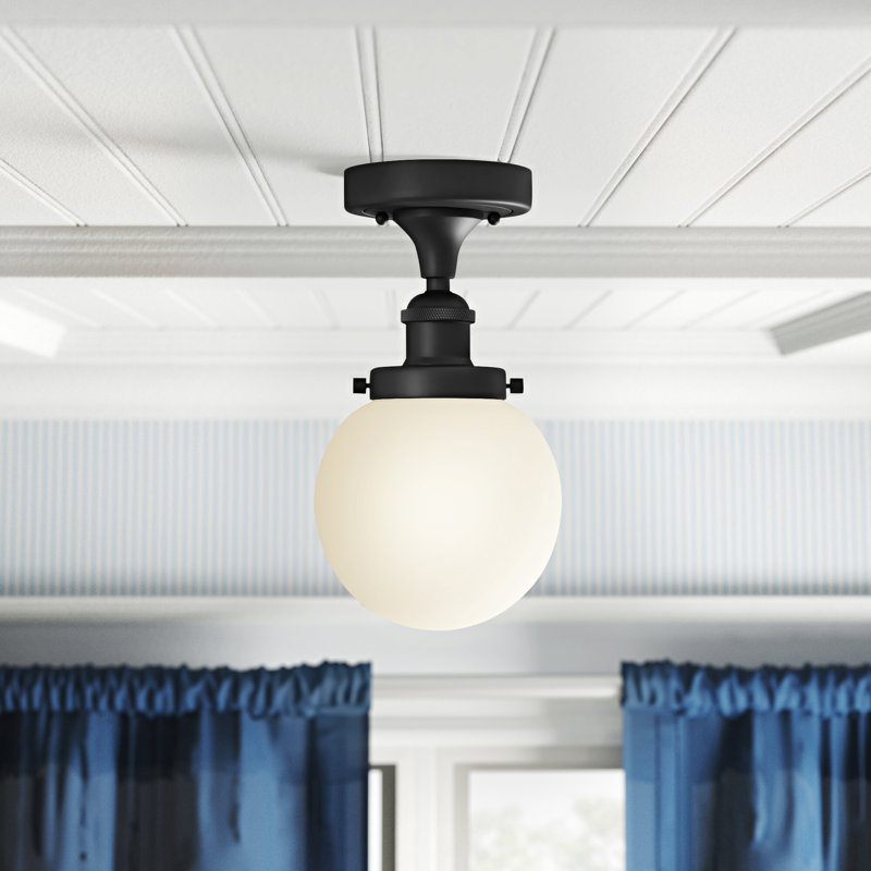 Chippewa Glass Semi Flush Mount, Matte Black, Matte White, No Bulb Included