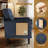 29" Wide Upholstered Solid Wood Accent Chair With Folding Side Table-956672178