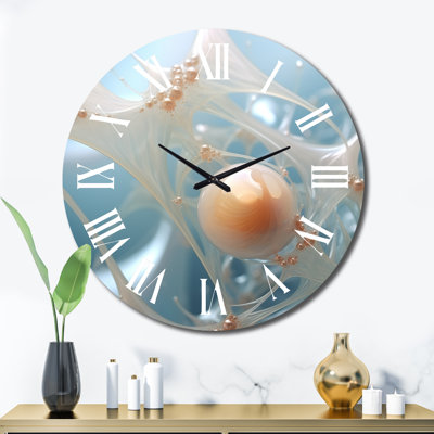 Exquisite Pearl Core White Silver Designs I Metal Wall Clock