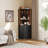 72.5" Tall Corner Bar Cabinet With Led Lights, Wine Storage Cabinet Liquor Stand With Tambour Sliding Doors & Shelves-1145329144