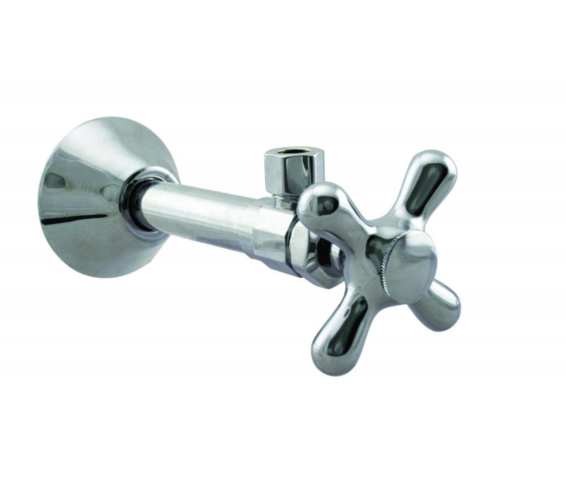 Robinet d'arrêt en forme de croix avec poignée d'arrêt en croix 1/2 "x 3/8" DO, Chrome poli