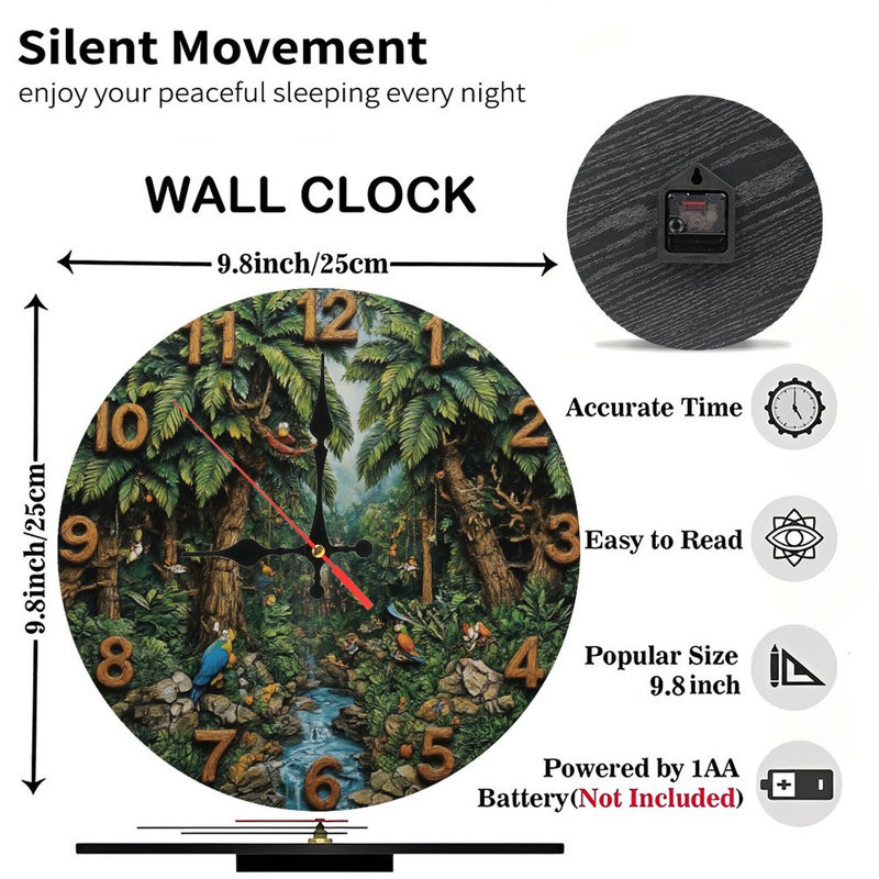 Horloge de la jungle avec oiseaux