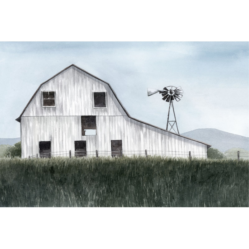 «Bygone Barn I» par Grace Popp - reproduction d'art sur toile tendue, H 12 po x l 18 po, Cadre doré à une seule photo, Oui