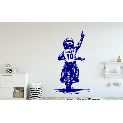 Little Boy Motocross Wall Decal, Personalized Gifts Custom Name Bike Wall sticker, Motocross wall art Kids room Decal 355DRE