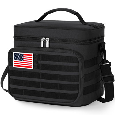 Boîte à lunch tactique pour les hommes, grande glacière isotherme avec sangles Molle et sangles d'épaule, sac à lunch robuste pour les hommes qui travaillent au camping, pique-nique 13l, noir