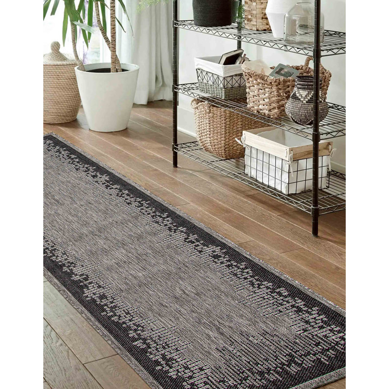Tapis gris Edge, Tapis de couloir 2 pi 8 po x 8 pi 2 po
