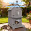 38.88"H Two-Storey  Resin Cat House With Escape Door(Light Brown/Grey)-1942150306-1930548540