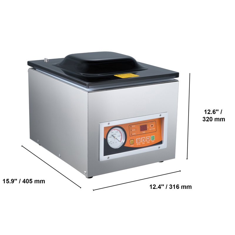 Machine sous vide à cloche, puissance de 260 W, format compact avec une longueur de scellage de 26 cm, idéale pour la cuisine domestique, pour emballer sous vide les aliments humides, la viande, les marinades et bien plus encore.