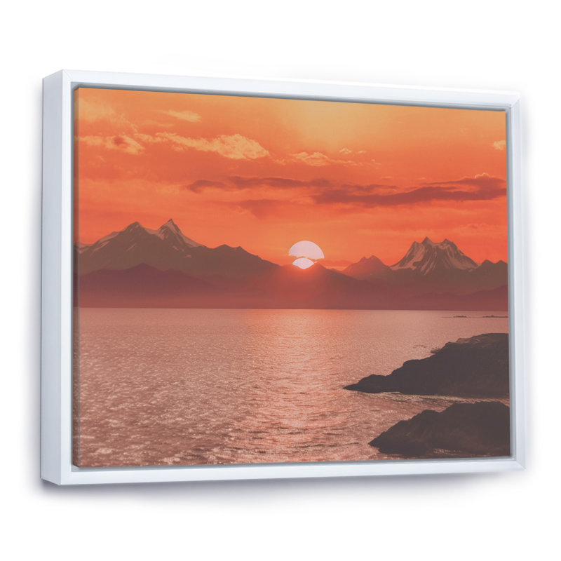 «Ocean Dreams Serene Sunset Over Quiet Ocean», reproduction d'art sur toile, H 24 po x l 32 po x P 1 po, Cadre flottant blanc