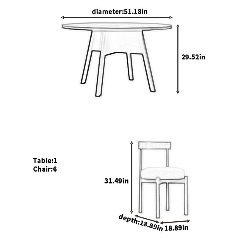Combinaison de table et chaises en bois