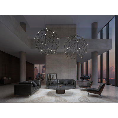 Sonneman Constellation Hedron Led Chandelier -240" Cable In Satin Nickel