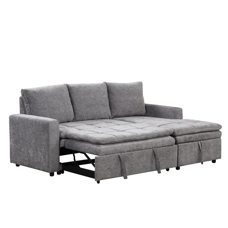  Canapé-lit modulaire rembourré doux avec espace de rangement, idéal pour les salons et les appartements, 3, Gris