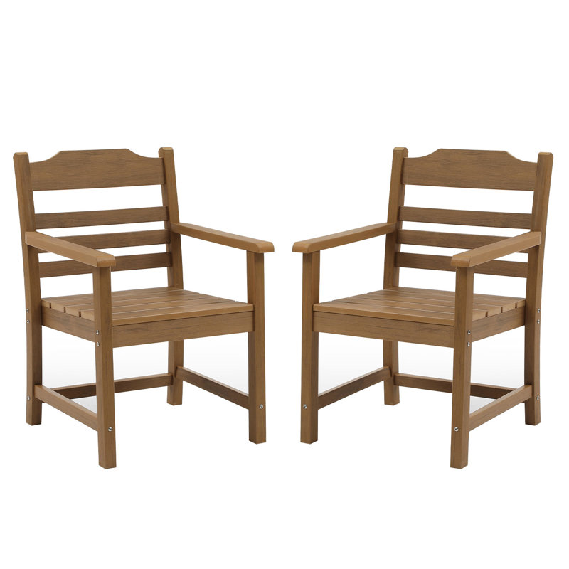 Ensemble de 2 fauteuils d'extérieur Rountree, Teck clair