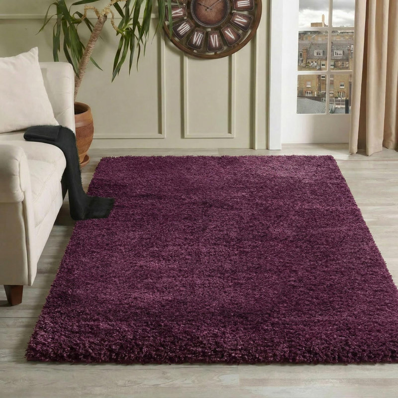 Esterly Solid Colour Shag Area Rug, Rectangle 120 x 170cm