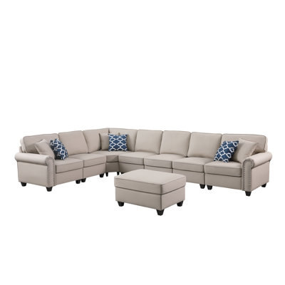 Bouke Artificial Leather Modular Sectional With Ottoman