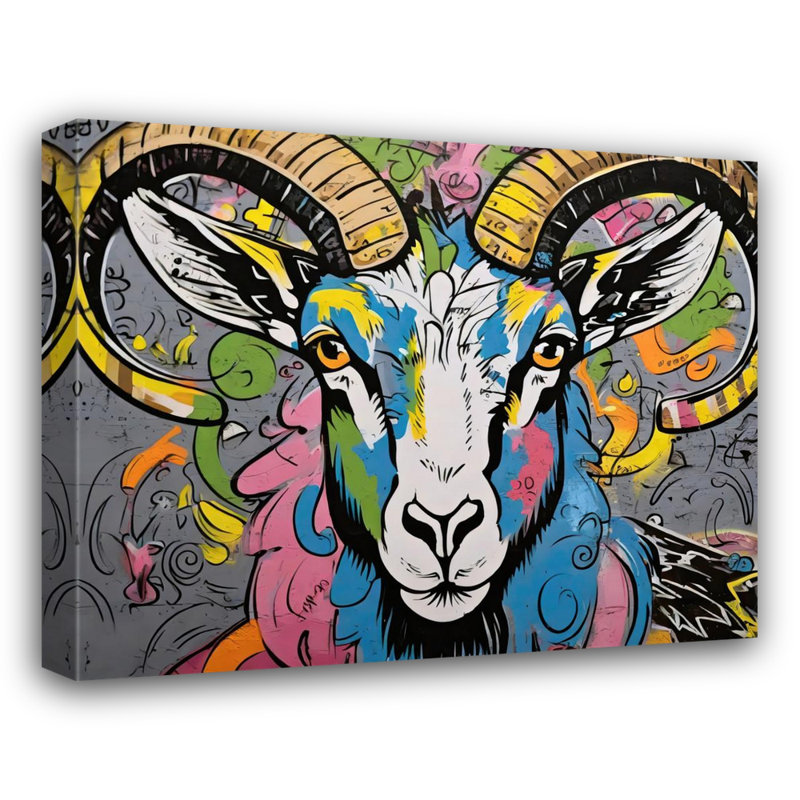 «Mountain Goat Graffitianimals» sur toile, H 15 po x l 18 po