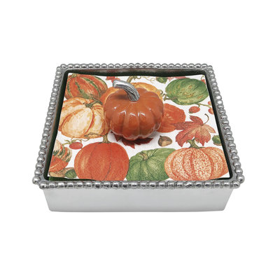 Harvest Orange Pumpkin Beaded Napkin Holder