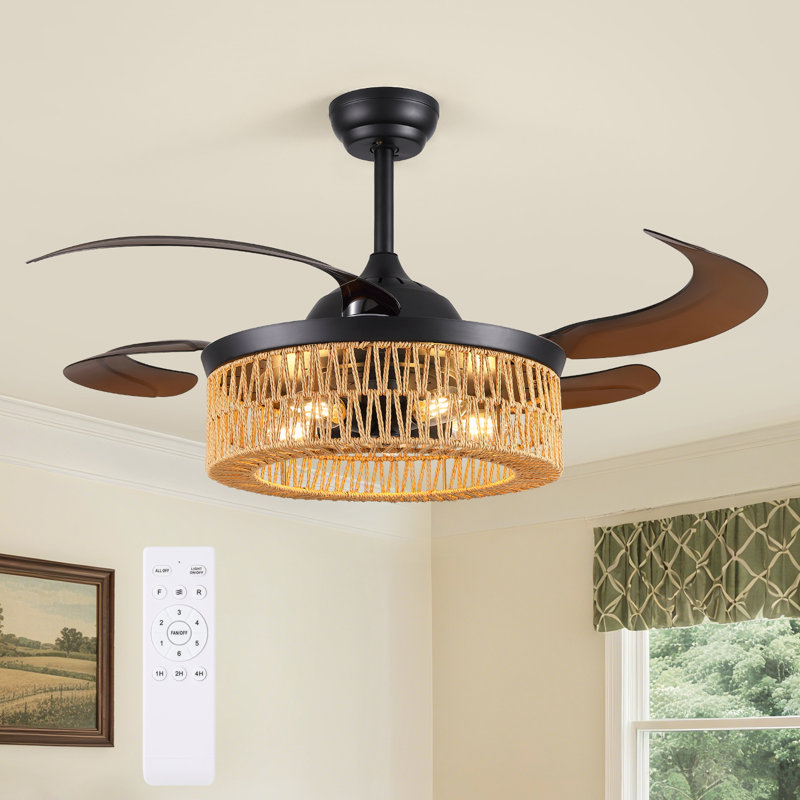 48 inch Retractable Ceiling Fan with Lights and Remote