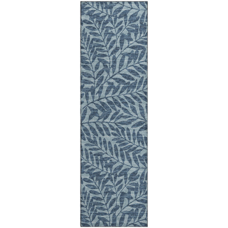 Tapis bleu Harsukhman AMF111 lavable à la machine de qualité supérieure, Tapis de couloir 2 pi 3 po x 7 pi 6 po