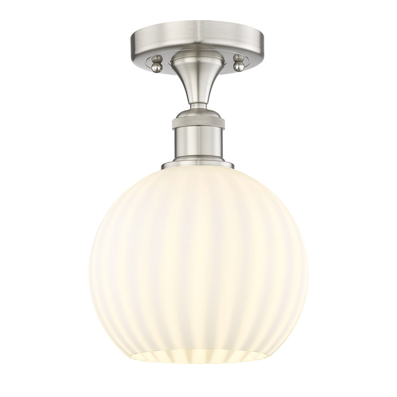 Edison - Adriao - Plafonnier semi-encastré 1 lumière - Abat-jour Adriao, H 10,13 po x l 8 po x P 8 po, Nickel satiné brossé