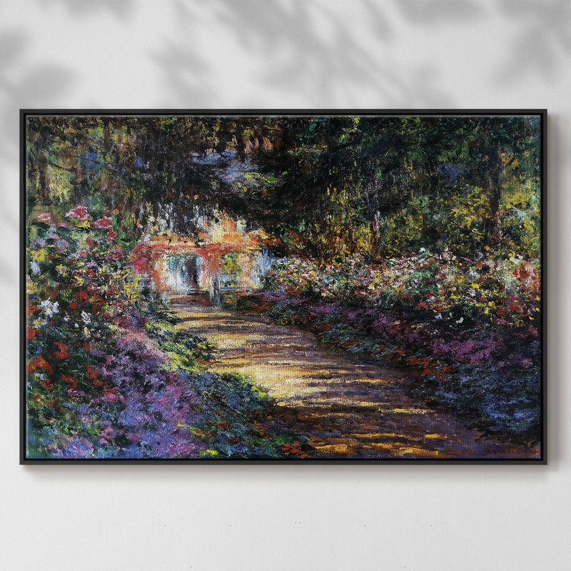 Sentier dans le jardin de Monet à Giverny, 1901, reproduction d'art encadrée sur toile par Claude Monet, Noir