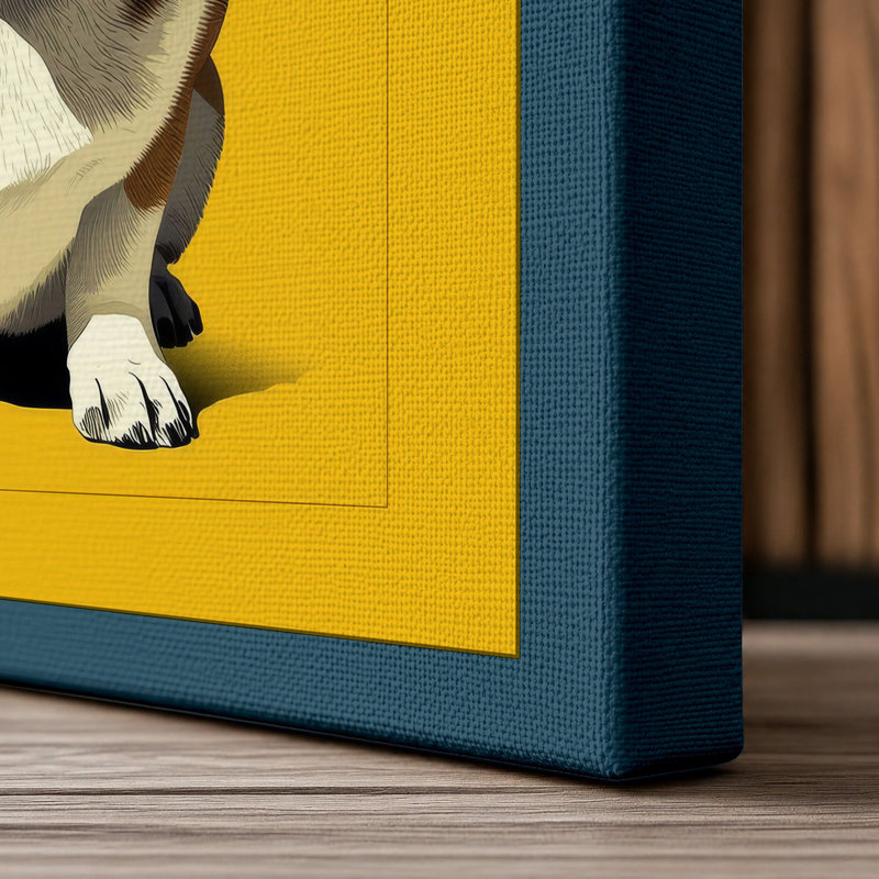 Friendly Corgi Portrait Modern - Wrapped Canvas, 18x12 - 45.7 x 30.5 cm, Teal Border