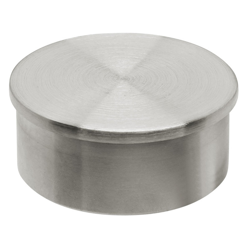 Flush End Cap - 1-1/2" OD, Satin Stainless Steel