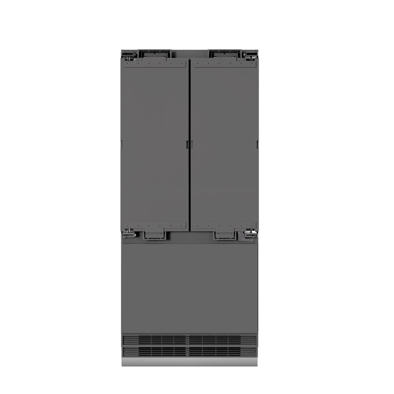 ZLINE 36 in. Panel Ready French Door Built-In Refrigerator with Graphite Gray Interior, Champagne Bronze